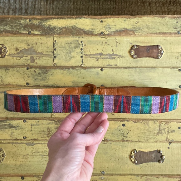 VINTAGE BELT BOHO PATCHWORK WESTERN LEATHER BELT SOUTHWEST STYLE UNISEX 36